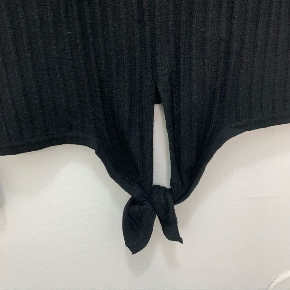 International Concepts Black Ribbed Tie Front Shirt Size Large - Picture 4 of 7